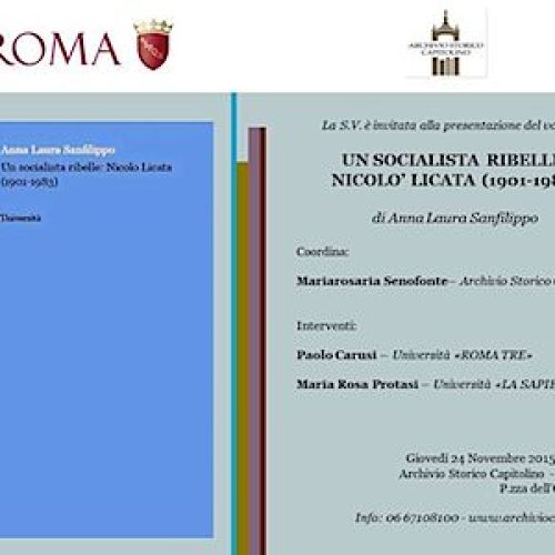 Presentazione del volume "Un Socialista ribelle: Nicolò Licata" (1901-1983)