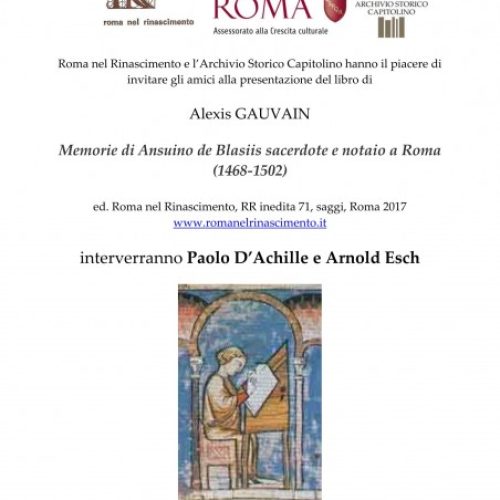 Memorie di Ansuino de Blasiis Sacerdote e Notaio a Roma (1468-1502)